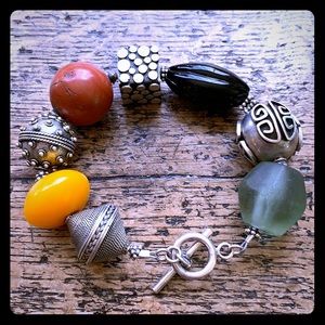 LAST CHANCE Stone and silver toggle bracelet